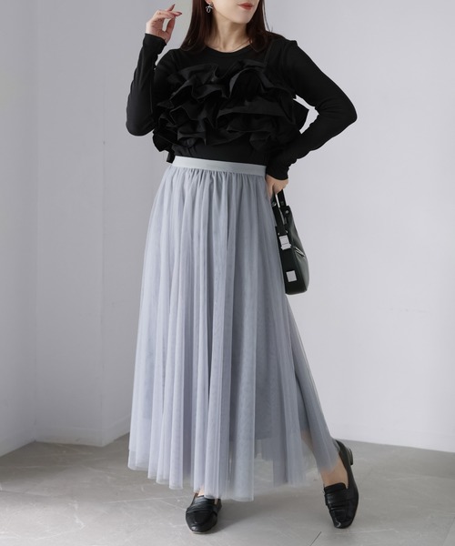 Riberry（リベリー）の「ボリュームチュールスカート（スカート・レディース・アイボリー/ブラック/グレー・MEDIUM）」の10枚目の写真