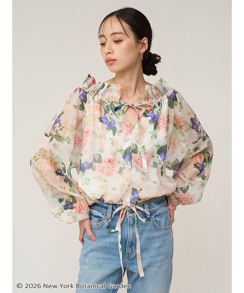 SNIDEL（スナイデル）の「NYBG 2wayギャザーブラウス（シャツ/ブラウス・レディース・ホワイト/マルチ/ライトピンク・F）」の5枚目の写真