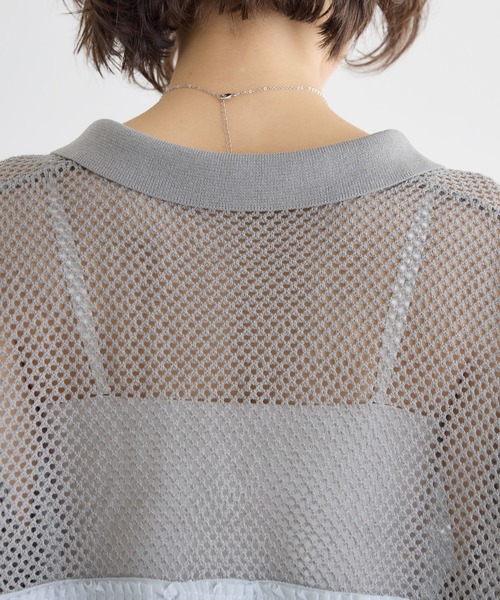 KATHARINE ROSS（キャサリンロス）の「【KATHARINE ROSS】メッシュフリルニットシャツ（シャツ/ブラウス・レディース・ホワイト/グレー・FREE）」の14枚目の写真