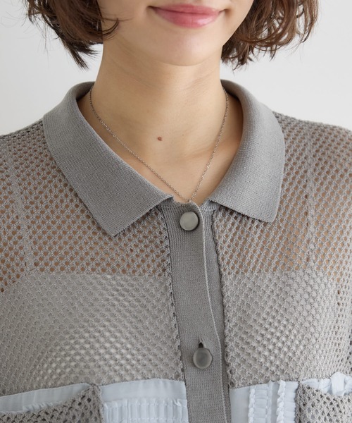 KATHARINE ROSS（キャサリンロス）の「【KATHARINE ROSS】メッシュフリルニットシャツ（シャツ/ブラウス・レディース・ホワイト/グレー・FREE）」の16枚目の写真