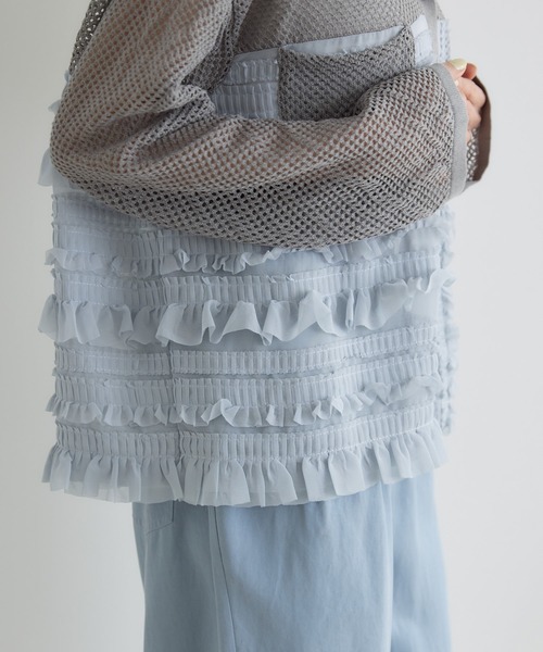 KATHARINE ROSS（キャサリンロス）の「【KATHARINE ROSS】メッシュフリルニットシャツ（シャツ/ブラウス・レディース・ホワイト/グレー・FREE）」の19枚目の写真