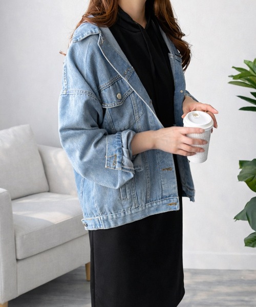 Dewlily(デューリリー)の「すっきり見えするシンプルデザイン フード付きIラインロングワンピース(ワンピース・レディース・ブラウン/ブラック・M/L/XL/S)」の14枚目の写真