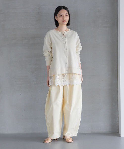 A part by(アパートバイ)の「【WEB限定】スエットスナップボタンカーディガン(スウェット・レディース・アイボリー/ブラック/ライトピンク・FREE)」の4枚目の写真