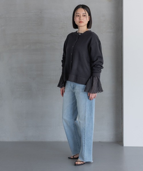 A part by(アパートバイ)の「【WEB限定】スエットスナップボタンカーディガン(スウェット・レディース・アイボリー/ブラック/ライトピンク・FREE)」の16枚目の写真