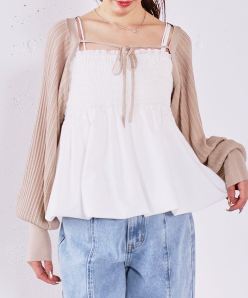 archives（アルシーヴ）の「バルーンビスチェ×ニットボレロＳＥＴ（ワンピース・レディース・ピンク/グレー/アイボリー/ブラック・MEDIUM）」の4枚目の写真