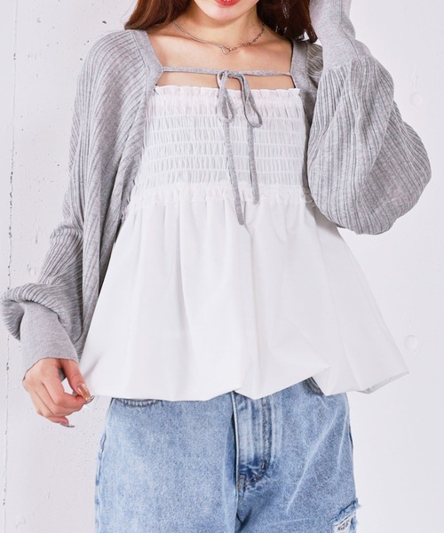 archives（アルシーヴ）の「バルーンビスチェ×ニットボレロＳＥＴ（ワンピース・レディース・ピンク/グレー/アイボリー/ブラック・MEDIUM）」の6枚目の写真