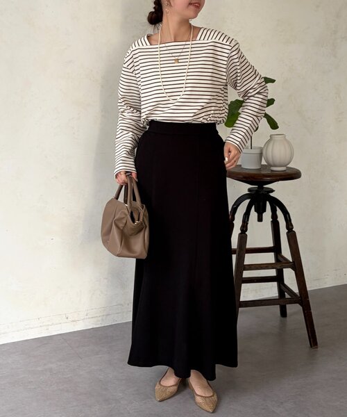 Chez toi（シェトワ）の「梨地セミフレアスカート（スカート・レディース・ブルー/ネイビー/オレンジ/ブラック・FREE）」の9枚目の写真