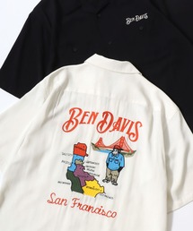 BEN DAVIS/ベンデイビス SOUVENIR OC SS SHIRT/オーバーサイズ ドレープ バックプリント刺繍 オープンカラー 半袖シャツ/レディース メンズ