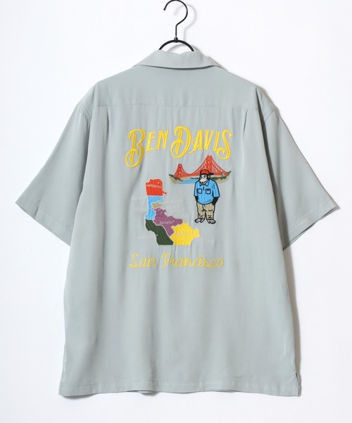 BEN DAVIS(ベンデイビス)の「BEN DAVIS/ベンデイビス SOUVENIR OC SS SHIRT/オーバーサイズ ドレープ バックプリント刺繍 オープンカラー 半袖シャツ/レディース メンズ(シャツ/ブラウス・メンズ・ブラック/オフホワイト/ライトグリーン・M/XL/L)」の15枚目の写真