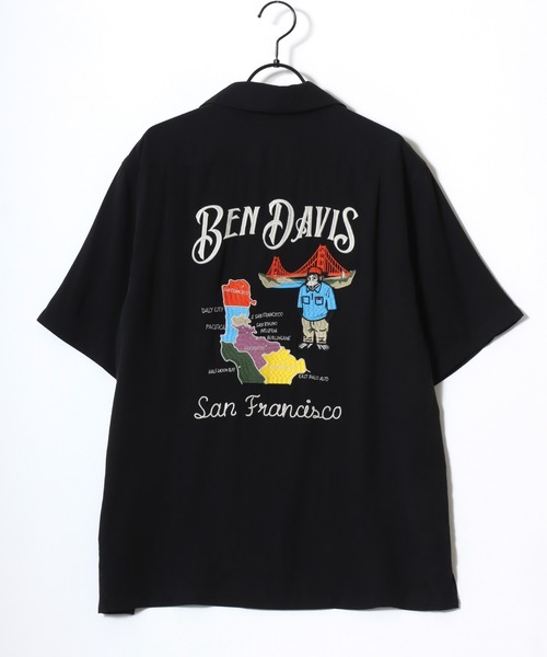 BEN DAVIS(ベンデイビス)の「BEN DAVIS/ベンデイビス SOUVENIR OC SS SHIRT/オーバーサイズ ドレープ バックプリント刺繍 オープンカラー 半袖シャツ/レディース メンズ(シャツ/ブラウス・メンズ・ブラック/オフホワイト/ライトグリーン・M/XL/L)」の13枚目の写真