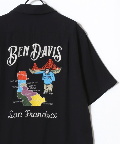 BEN DAVIS(ベンデイビス)の「BEN DAVIS/ベンデイビス SOUVENIR OC SS SHIRT/オーバーサイズ ドレープ バックプリント刺繍 オープンカラー 半袖シャツ/レディース メンズ(シャツ/ブラウス・メンズ・ブラック/オフホワイト/ライトグリーン・M/XL/L)」の7枚目の写真