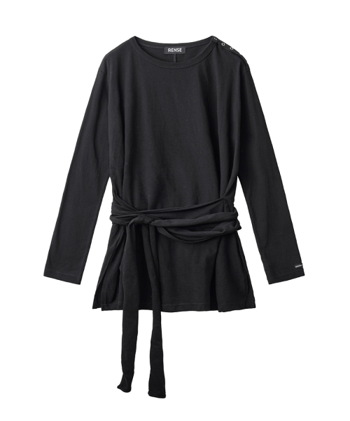 RENSE(レンセ)の「Wrap-Tie Long Sleeve Tee Black(Tシャツ/カットソー・レディース・その他・OS)」の3枚目の写真
