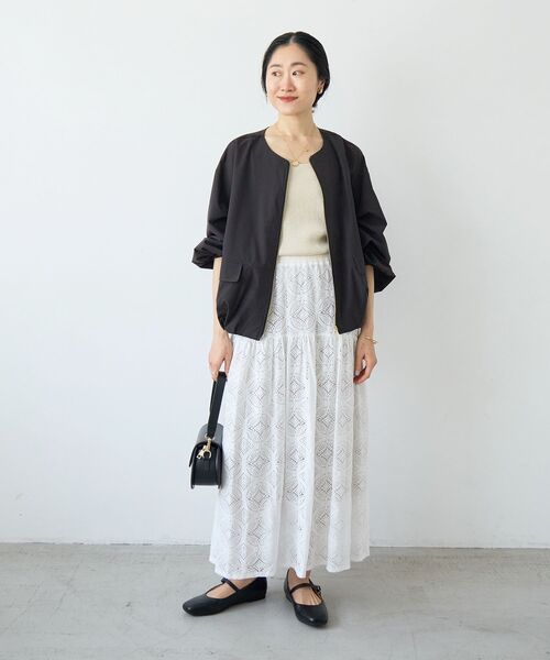 le.coeur blanc（ルクールブラン）の「レースギャザーキリカエスカート（スカート・レディース・オフホワイト/ブラック・38）」の14枚目の写真