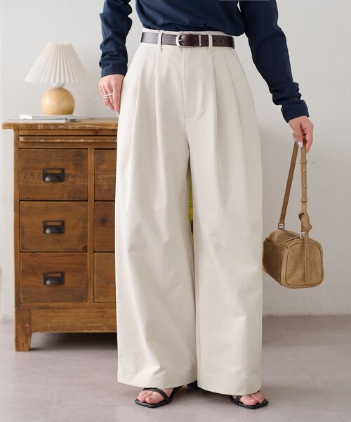 DISCOAT(ディスコート)の「2タックワイドストレッチチノ(その他パンツ・レディース・ベージュ/ブラウン/アイボリー・SMALL/MEDIUM/LARGE)」の6枚目の写真