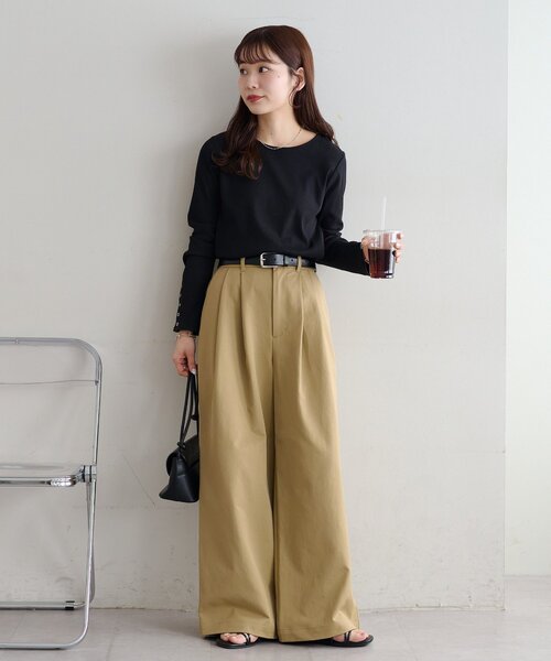 DISCOAT(ディスコート)の「2タックワイドストレッチチノパンツ(その他パンツ・レディース・ベージュ/ブラウン/アイボリー・SMALL/MEDIUM/LARGE)」の17枚目の写真