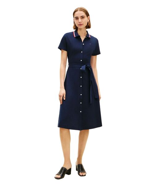 TOMMY HILFIGER(トミーヒルフィガー)の「ローブフィット&フレアポロミディショートスリーブワンピース(ワンピース・レディース・マルチ・MEDIUM/X-SMALL/SMALL)」の1枚目の写真