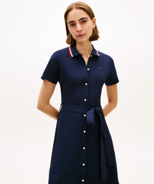 TOMMY HILFIGER(トミーヒルフィガー)の「ローブフィット&フレアポロミディショートスリーブワンピース(ワンピース・レディース・マルチ・MEDIUM/X-SMALL/SMALL)」の7枚目の写真
