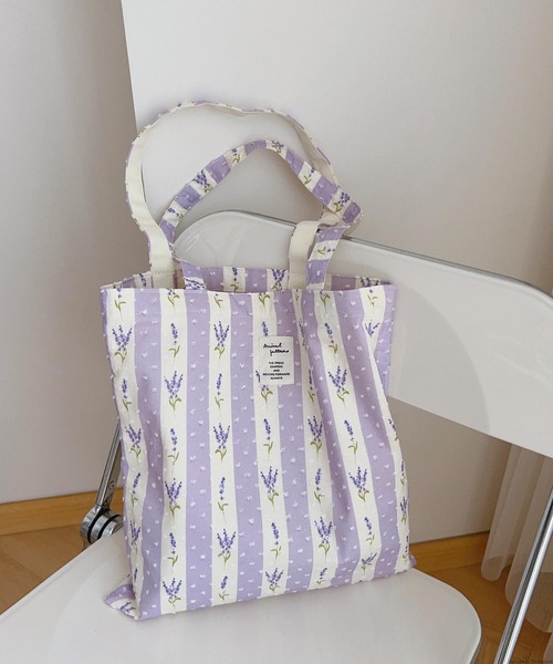 TONE SELECT GOODS（トーンセレクトグッズ）の「Liaa/小花柄 ストライプ トートバッグ A18777（トートバッグ・レディース・その他4/その他3/その他2/その他1・FREE）」の4枚目の写真