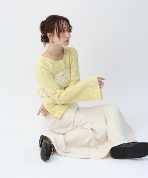 NOAHL(ノアル)の「【NOAHL】フレアスリーブジャガードトップス(Tシャツ/カットソー・レディース・イエロー/アイボリー/ブラック・FREE)」の19枚目の写真