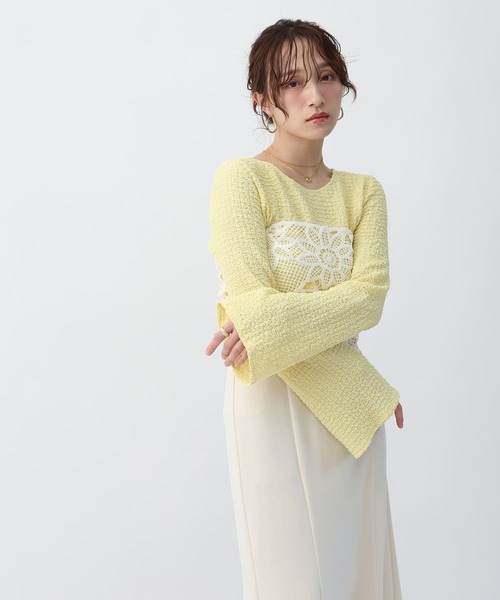 NOAHL(ノアル)の「【NOAHL】フレアスリーブジャガードトップス(Tシャツ/カットソー・レディース・イエロー/アイボリー/ブラック・FREE)」の21枚目の写真