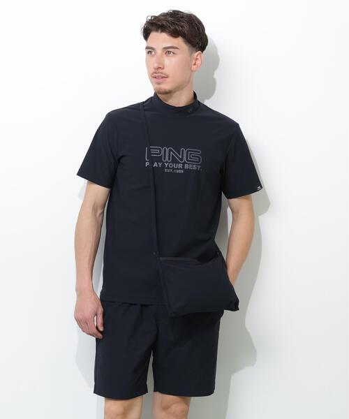 PING APPAREL】全方向ストレッチドットメッシュ半袖ハイネックシャツ