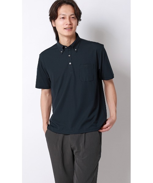 AOYAMA(アオヤマ)の「冷たいポロシャツ【ボタンダウン】【#すごポロ】肌に触れるとヒンヤリ感じる心地よい涼感(ポロシャツ・メンズ・サックスブルー/ネイビー/ブラウン/ホワイト/ブラック/グレー・S/M/L/LL)」の6枚目の写真