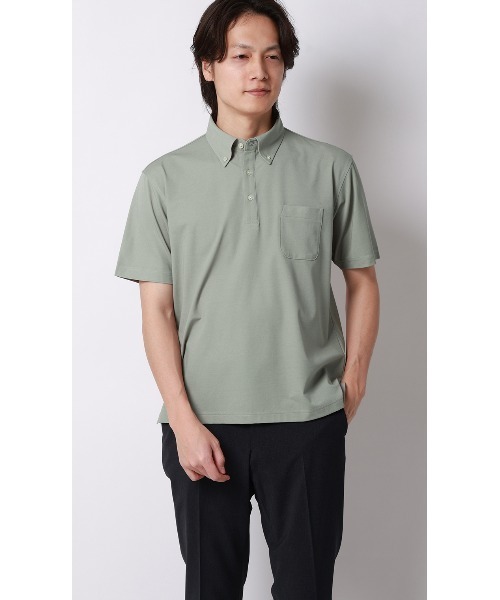AOYAMA(アオヤマ)の「冷たいポロシャツ【ボタンダウン】【#すごポロ】肌に触れるとヒンヤリ感じる心地よい涼感(ポロシャツ・メンズ・サックスブルー/ネイビー/ブラウン/ホワイト/ブラック/グレー・S/M/L/LL)」の4枚目の写真