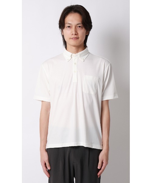 AOYAMA(アオヤマ)の「冷たいポロシャツ【ボタンダウン】【#すごポロ】肌に触れるとヒンヤリ感じる心地よい涼感(ポロシャツ・メンズ・サックスブルー/ネイビー/ブラウン/ホワイト/ブラック/グレー・S/M/L/LL)」の7枚目の写真