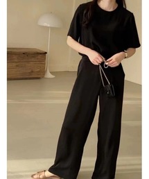 リボントップスワイドパンツセットアップ