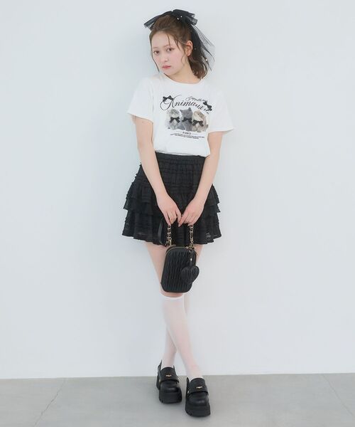 MAJESTIC LEGON(マジェスティックレゴン)の「レースフリルティアードミニスカパン(スカート・レディース・グレー/オフホワイト/ブラック・MEDIUM)」の20枚目の写真