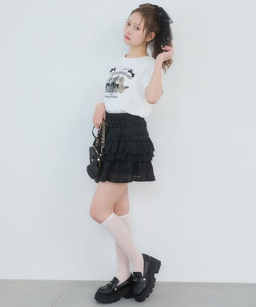 MAJESTIC LEGON(マジェスティックレゴン)の「レースフリルティアードミニスカパン(スカート・レディース・グレー/オフホワイト/ブラック・MEDIUM)」の19枚目の写真