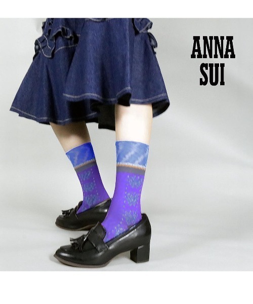 ANNA SUI(アナスイ)の「バタフライソックス(ソックス/靴下・レディース・バイオレット/ブラック/グリーン/ライトグレー・23-24cm)」の7枚目の写真