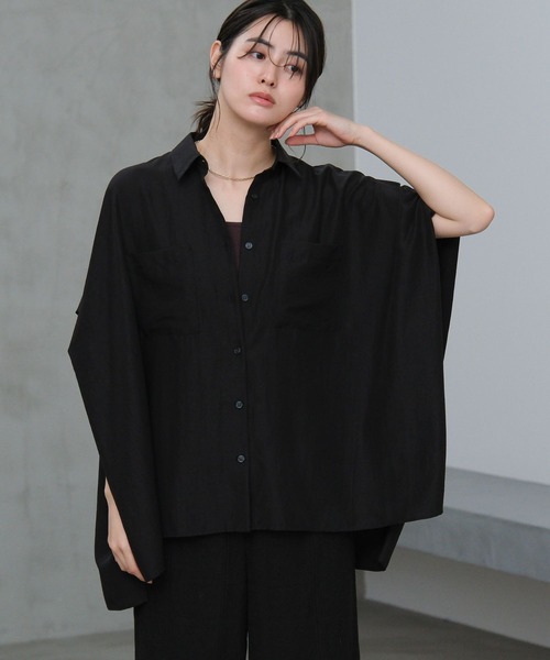 LAKOLE(ラコレ)の「シアーポンチョシャツ / 671836(シャツ/ブラウス・レディース・ブラック/アイボリー/ラベンダー/ブラウン・FREE)」の11枚目の写真