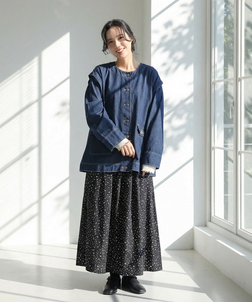 MARAI(マーライ)の「袖取り外し 2WAY デニムジャケット ベスト ノーカラー オーバーサイズ(デニムジャケット・レディース・ブルー・フリー)」の2枚目の写真