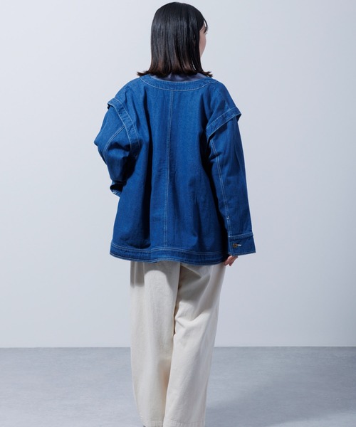 MARAI(マーライ)の「袖取り外し 2WAY デニムジャケット ベスト ノーカラー オーバーサイズ(デニムジャケット・レディース・ブルー・フリー)」の7枚目の写真