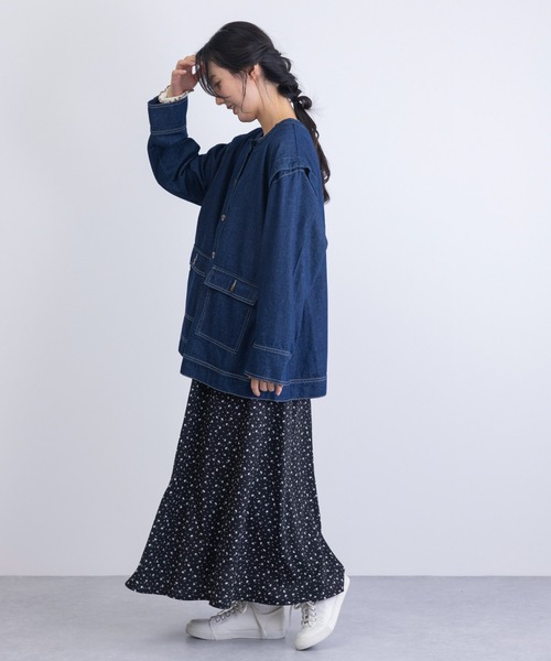MARAI(マーライ)の「袖取り外し 2WAY デニムジャケット ベスト ノーカラー オーバーサイズ(デニムジャケット・レディース・ブルー・フリー)」の4枚目の写真