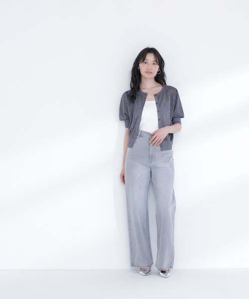 NATURAL BEAUTY BASIC(ナチュラルビューティーベーシック)の「ハーフスリーブラメカーディガン(カーディガン/ボレロ・レディース・チャコールグレー/ピンク/ベージュ・フリ-)」の8枚目の写真