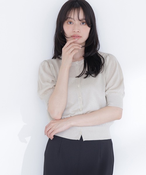NATURAL BEAUTY BASIC(ナチュラルビューティーベーシック)の「ハーフスリーブラメカーディガン(カーディガン/ボレロ・レディース・チャコールグレー/ピンク/ベージュ・フリ-)」の15枚目の写真
