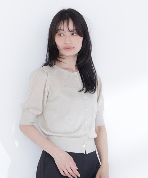 NATURAL BEAUTY BASIC(ナチュラルビューティーベーシック)の「ハーフスリーブラメカーディガン(カーディガン/ボレロ・レディース・チャコールグレー/ピンク/ベージュ・フリ-)」の17枚目の写真
