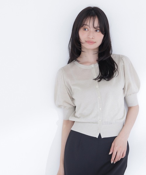 NATURAL BEAUTY BASIC(ナチュラルビューティーベーシック)の「ハーフスリーブラメカーディガン(カーディガン/ボレロ・レディース・チャコールグレー/ピンク/ベージュ・フリ-)」の19枚目の写真