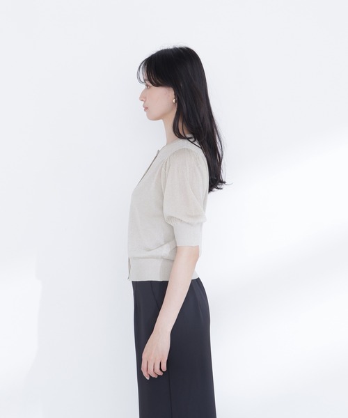 NATURAL BEAUTY BASIC(ナチュラルビューティーベーシック)の「ハーフスリーブラメカーディガン(カーディガン/ボレロ・レディース・チャコールグレー/ピンク/ベージュ・フリ-)」の21枚目の写真