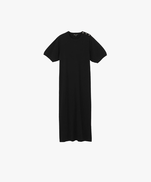 To b. by agnes b.（トゥービーバイアニエスベー）の「WEBスペシャル ショルダーボタン コットン 半袖 ニット ワンピース（ワンピース・レディース・ブラック・FREE）」の6枚目の写真