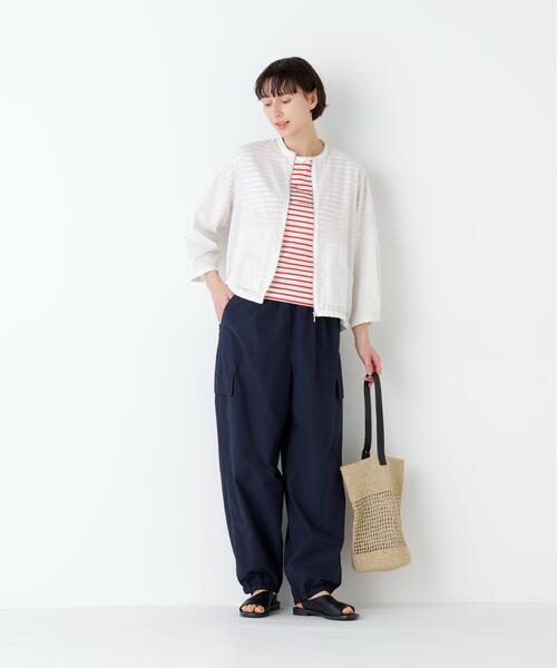 human woman（ヒューマンウーマン）の「◆ドロストカーゴ（カーゴパンツ・レディース・ホワイト/ネイビー・MEDIUM）」の13枚目の写真
