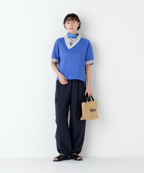 human woman（ヒューマンウーマン）の「◆ドロストカーゴ（カーゴパンツ・レディース・ホワイト/ネイビー・MEDIUM）」の14枚目の写真