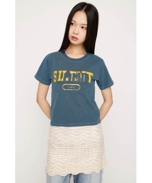 SLY（スライ）の「【SNSで話題！】LOGO ON PATCH T/SH ロゴオンパッチティーシャツ 春服 夏服（Tシャツ/カットソー・レディース・ライトイエロー/ライトピンク/ライトブラック/ネイビー・FREE）」の9枚目の写真