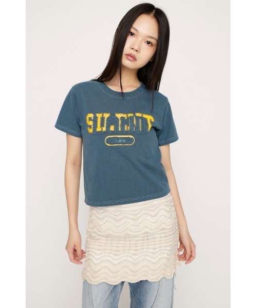 SLY（スライ）の「【SNSで話題！】LOGO ON PATCH T/SH ロゴオンパッチティーシャツ 春服 夏服（Tシャツ/カットソー・レディース・ライトイエロー/ライトピンク/ライトブラック/ネイビー・FREE）」の11枚目の写真