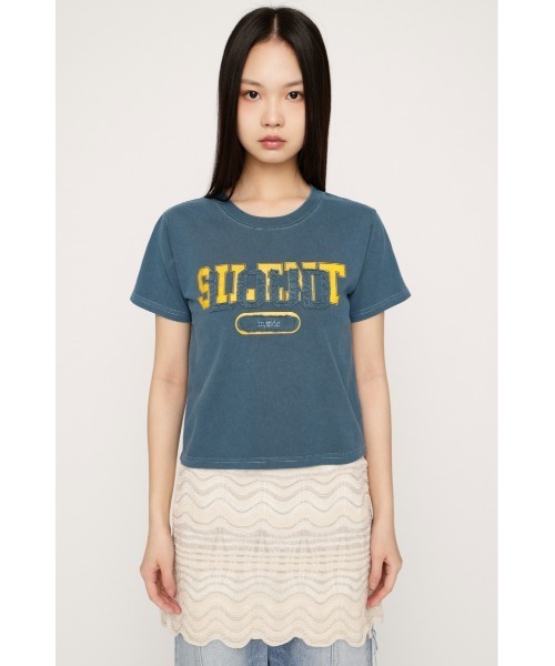 SLY（スライ）の「【SNSで話題！】LOGO ON PATCH T/SH ロゴオンパッチティーシャツ 春服 夏服（Tシャツ/カットソー・レディース・ライトイエロー/ライトピンク/ライトブラック/ネイビー・FREE）」の12枚目の写真
