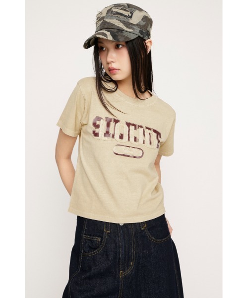 SLY（スライ）の「【SNSで話題！】LOGO ON PATCH T/SH ロゴオンパッチティーシャツ 春服 夏服（Tシャツ/カットソー・レディース・ライトイエロー/ライトピンク/ライトブラック/ネイビー・FREE）」の13枚目の写真