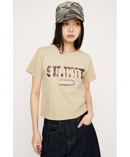 SLY（スライ）の「【SNSで話題！】LOGO ON PATCH T/SH ロゴオンパッチティーシャツ 春服 夏服（Tシャツ/カットソー・レディース・ライトイエロー/ライトピンク/ライトブラック/ネイビー・FREE）」の15枚目の写真