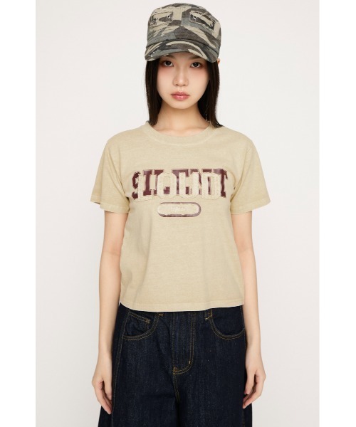 SLY（スライ）の「【SNSで話題！】LOGO ON PATCH T/SH ロゴオンパッチティーシャツ 春服 夏服（Tシャツ/カットソー・レディース・ライトイエロー/ライトピンク/ライトブラック/ネイビー・FREE）」の16枚目の写真